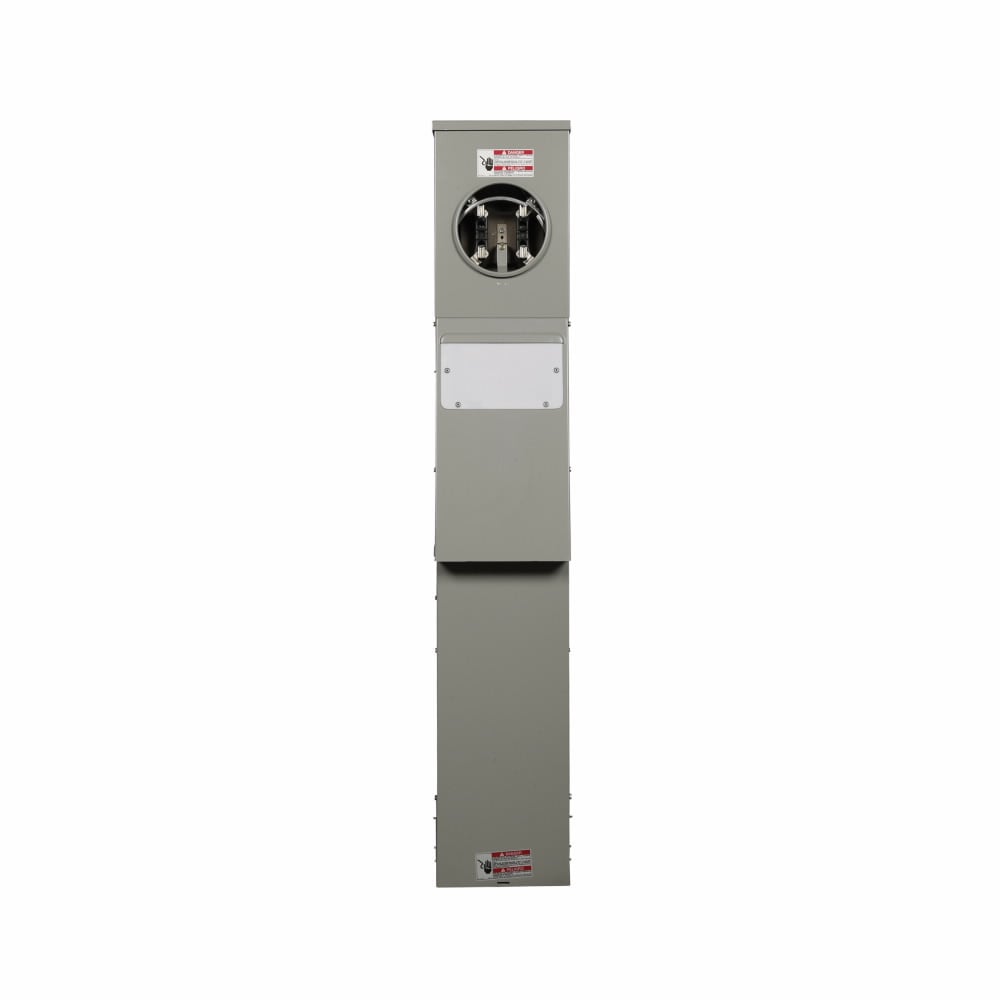 Eaton POP Metered-ring, L/Pos 1: NEMA 14-50R Grd fault, C/Pos 2: NEMA 5-20R2GFI WR/TR Non-grd fault, R/Pos 3: None, Top, Pedestal mounted, 4 circuit, Factory installed pedestal extension with lay-in ground lug