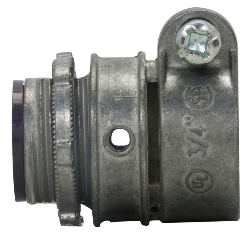 1708DC Insulated Straight Threaded Squeeze Conduit Connector, 1/2 in Trade, For Use With Flexible Metallic Conduit Fitting, Die Cast Zinc, Zinc Plated
