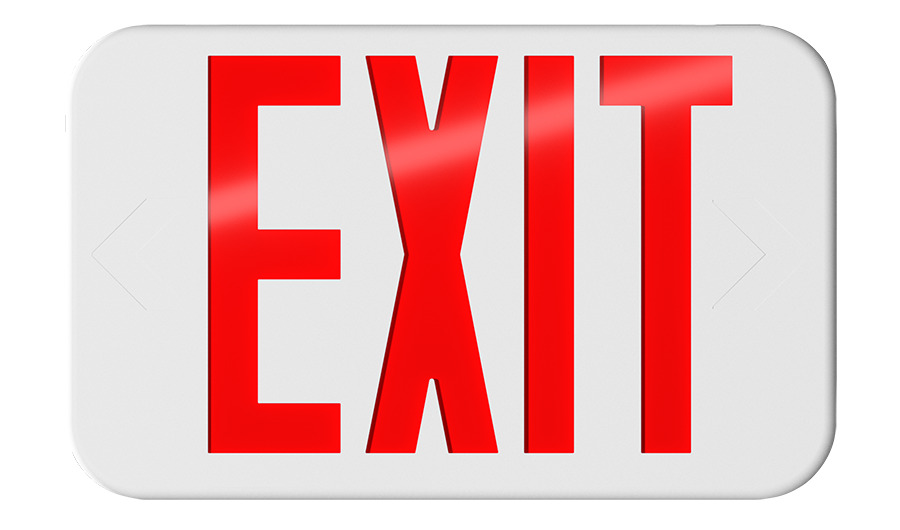 EXIT SIGN AC ONLY MANUAL THERMOPLASTIC WHITE RED LETTERS UNV FACES