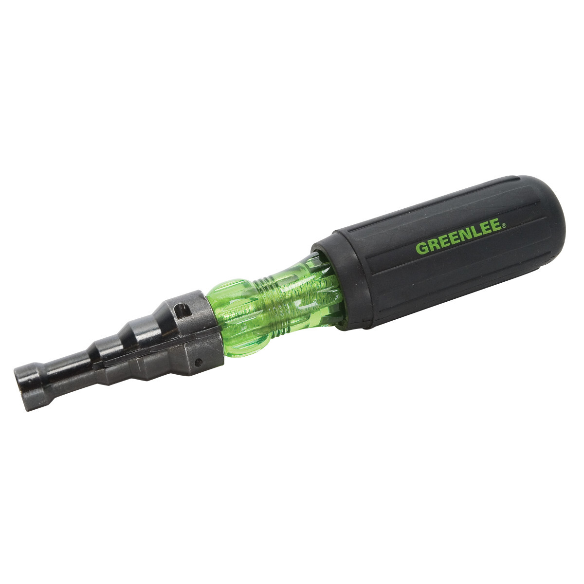 Deburs ID and OD of 1/2 IN, 3/4 IN and 1 IN thin wall conduit.     Handle marked for easy identification.     Hardened blade for longer life.     Hooded, flat tip driver used to fasten EMT fittings.     Soft, cushioned grip for extra comfort and torque.     Replaceable blade.     Lifetime limited warranty.     Note: This is not an insulated tool.