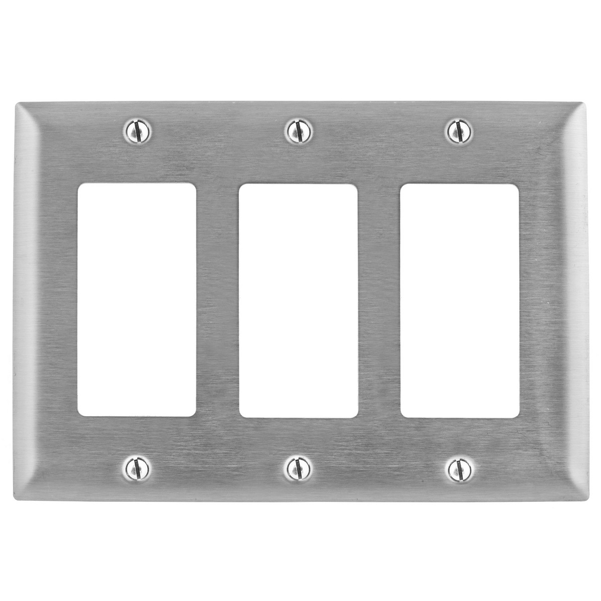 Wallplates and Boxes, Metallic Plates, 3- Gang, 3) GFCI Openings, Standard Size, Stainless Steel