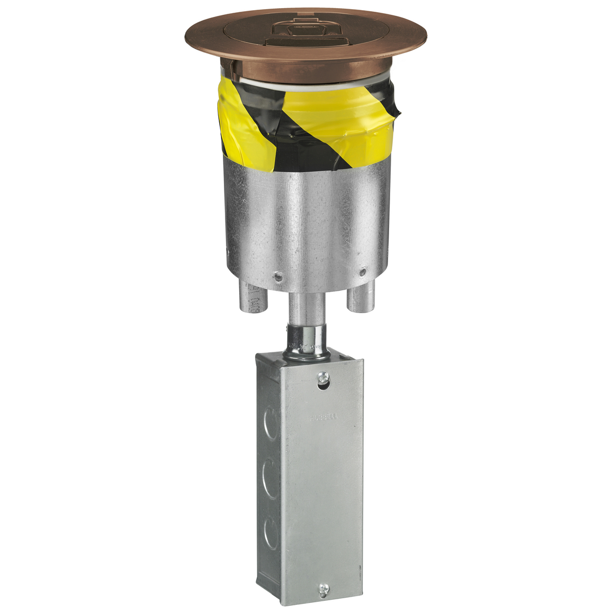 Fire Rated Poke Throughs, Recessed 4" Series, Through Floor Fitting, Bronze Plated Cover, S1FRPTJB, No Subplate