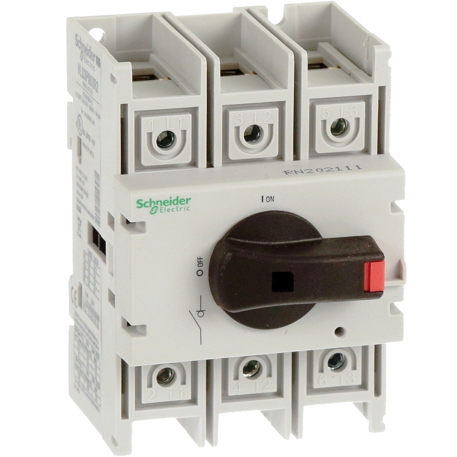 Disconnect switch, TeSys VLS, body switch, 60A, 40HP at 480VAC, UL98, three phase, 50kA SCCR, size 2, DIN rail mount