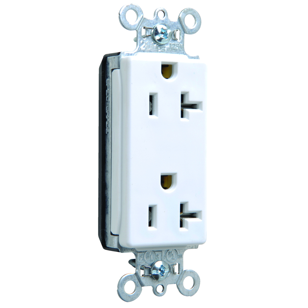 PlugTail Decorator Spec Grade Duplex Receptacle 20amp 125volt White