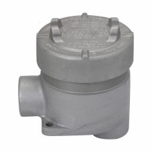 Eaton Crouse-Hinds series Condulet EAJ conduit outlet box with cover, 3-3/16" cover opening diameter, Feraloy iron alloy, B shape, 1/2"