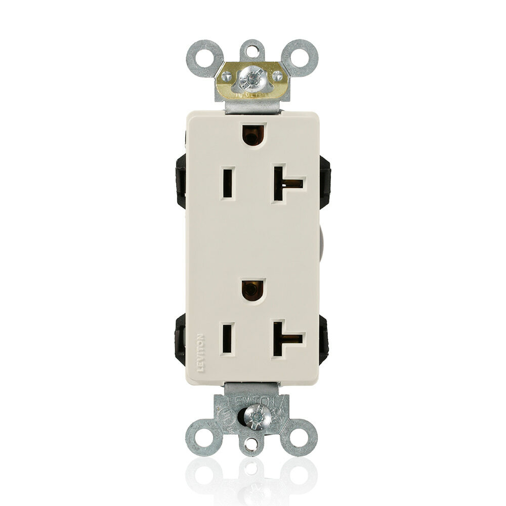 20 Amp, 125 Volt, Modular Receptacle, Narrow Body, Decora Plus, Nylon, Commercial Grade, Light Almond