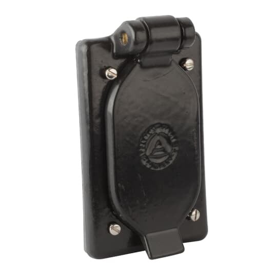 PVC Coated FS/FD Duplex Receptacle Cover with Spring Cover, Single Gang, Box Mount Vertical, Aluminum, Gray