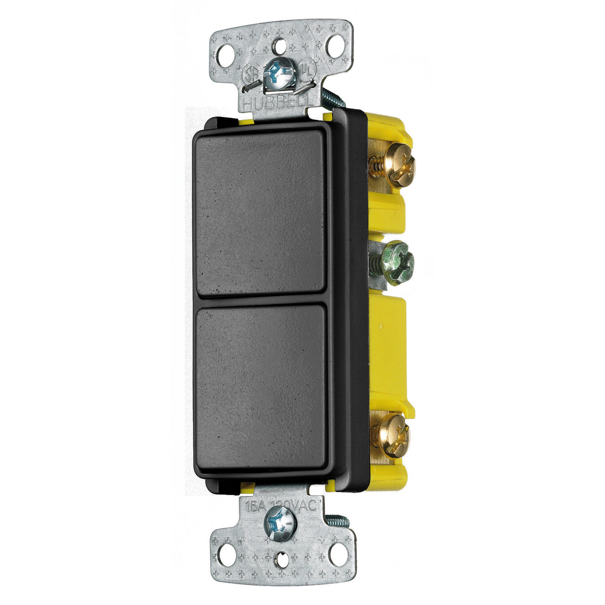 Combination Devices, Residential Grade, Decorator Series, One Single-Pole Rocker, One Three Way Rocker, 15A 120V AC, Side Wired
