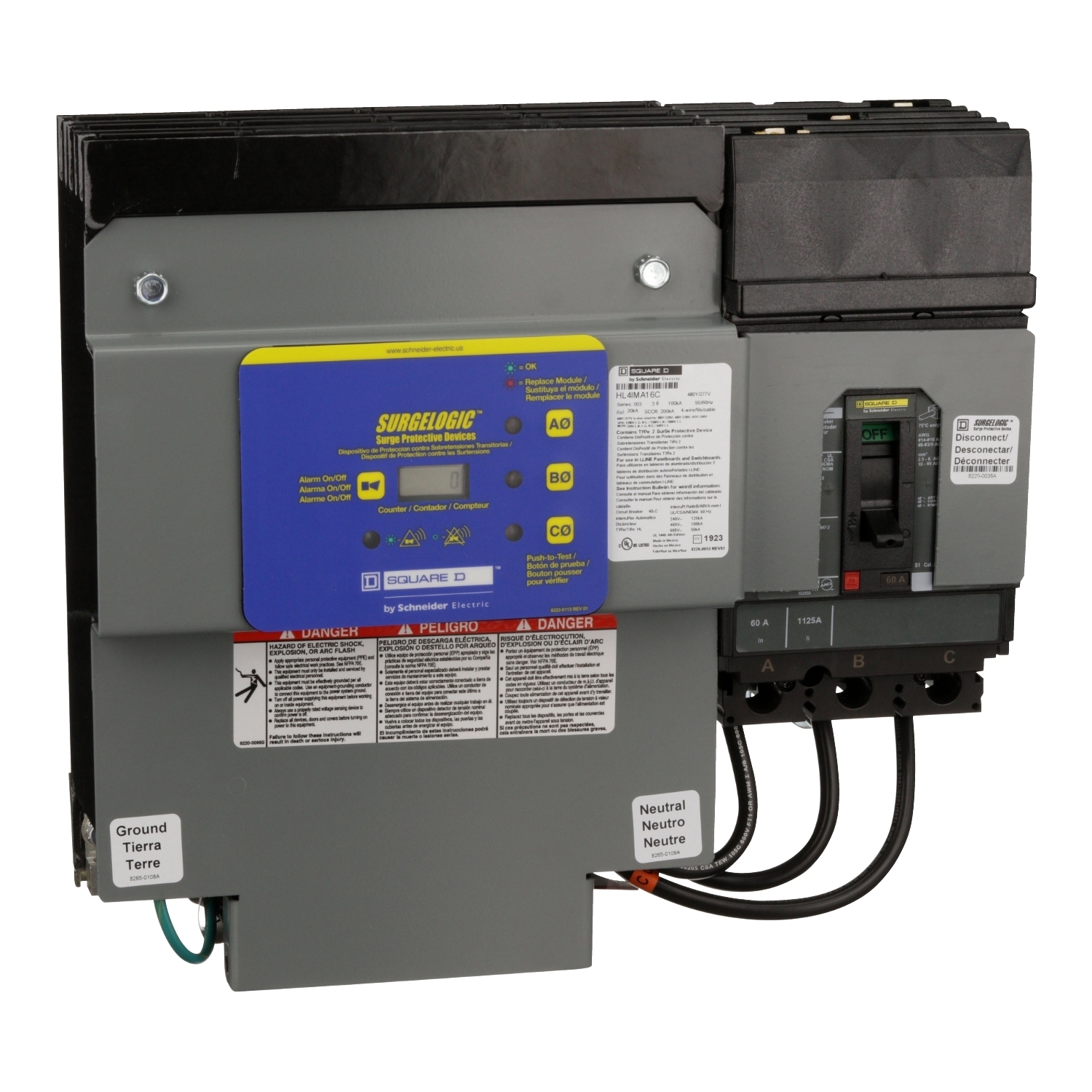 Surge protection device, Surgelogic, HL, 160kA, 480Y/277 VAC, 3 phase, 4 wire, SPD type 1