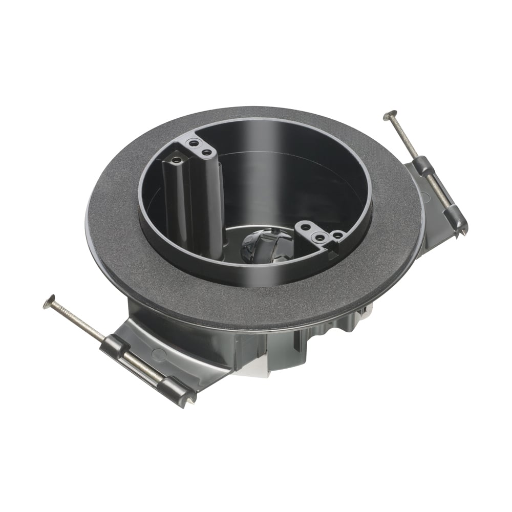Ceiling Vapor box for fixtures up to 50lbs. For new construction. 2 Hour Fire rating. Round, Nail on. 35 cu. in.