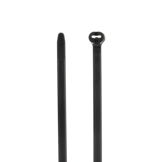 Cable Tie, Black Polyamide (Nylon 12) for Temperatures up to 85 Degrees Celsius (185 F), Weather and Ultraviolet Resistant for Indoor and Outdoor Applications, Length of 186mm (7.3 Inches), Width of 4.8mm (0.19 Inch), Thickness of 1.3mm (0.05 Inch), Tensile Strength Rating of 180 Newtons (40 Pounds), Bulk Pack