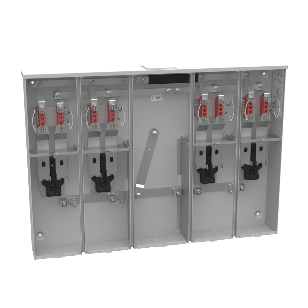 U5884-X 4 Term, Ringless, Large Closing Plate, 4 Position, 4-200 Amp, Main Breaker Provision