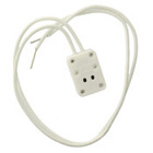 Miniature Bi-Pin Quartz Lampholder with Two White Leads, 12-Inch