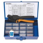 Connector Kit Case Containing a Variety of One-Hole Lugs, Two-Way, Pigtail, and C-Tap Connectors with TBM20S or TBM45S Tool