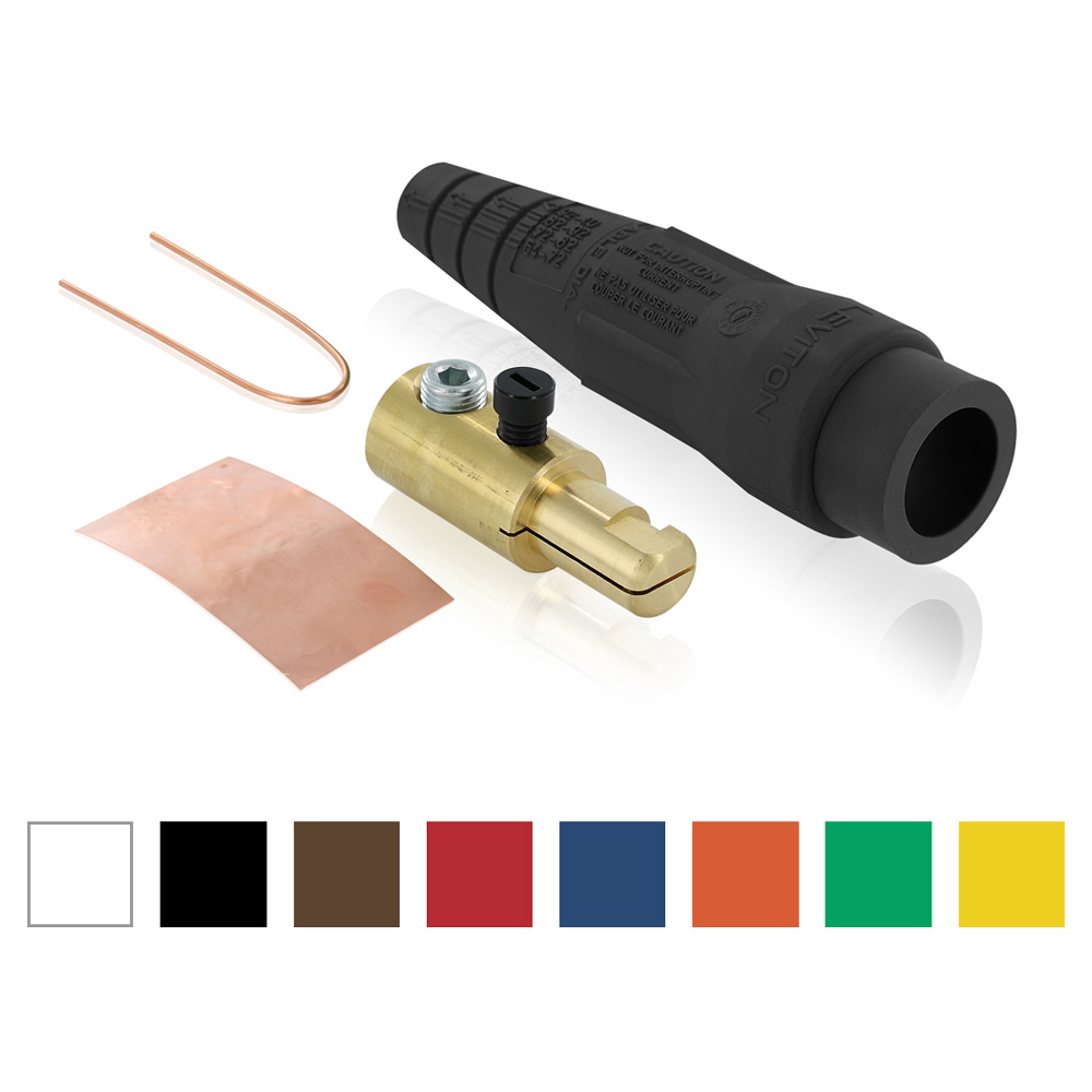 18 Series Single Pole Cam Type Male Detachable Plug Ball Nose, Thermo-Plastic Screw, Single Set Screw,  Black.  600 Volts, Rated Up To 400 Amps, Cable Range - 2/0 To 4/0