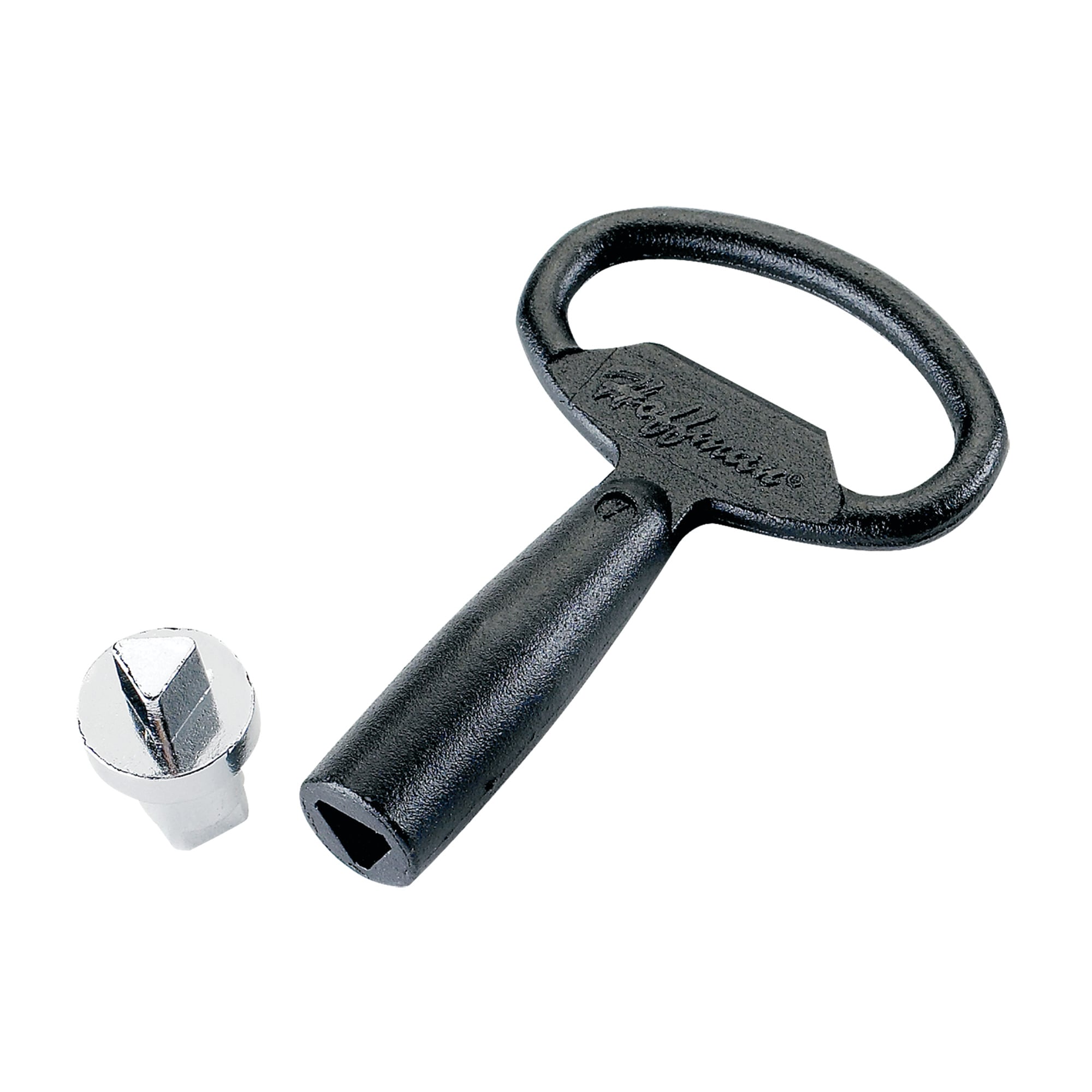 Lock Insert, 7mm Triangle with Key, Black Textured, Steel