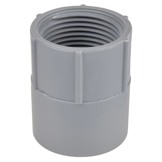 Female Adapter, Size 2-1/2 Inches, Length 2-15/16 Inches, Outer Diameter 3-11/32 Inches, Material PVC, Color Gray, For use with Schedule 40 and 80 Conduit, Pack of 20