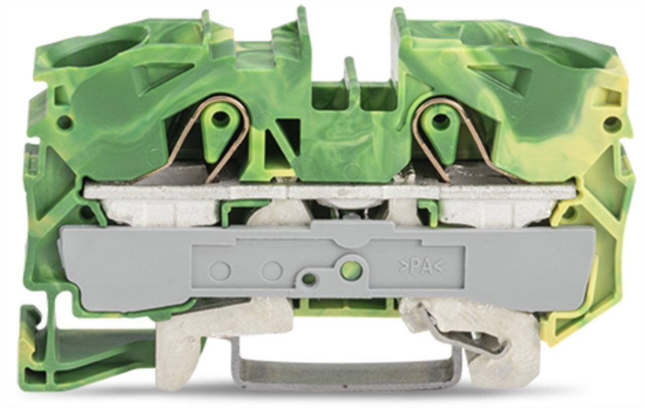 2-conductor ground terminal block; 16 mm; suitable for Ex e II applications; side and center marking; for DIN-rail 35 x 15 and 35 x 7.5; Push-in CAGE CLAMP; 16,00 mm; green-yellow