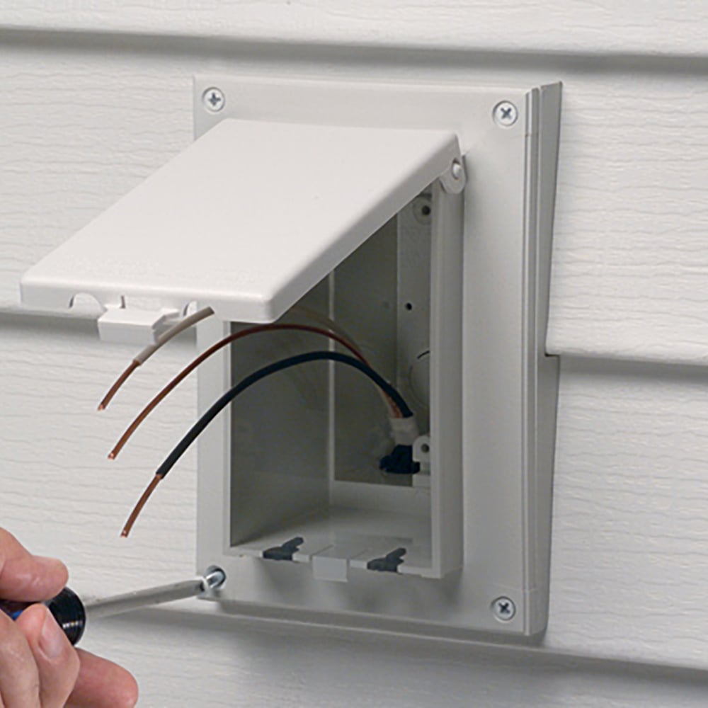Low profile Inbox for retrofit siding construction. Vertical with white paintable cover. Siding Lap size 1-1/4 or 5/16.