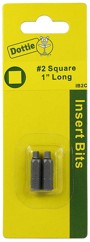 Insert Bit, #2 tip size, Square tip type, 1 in. overall length, 2 pieces, #8-10 screw size