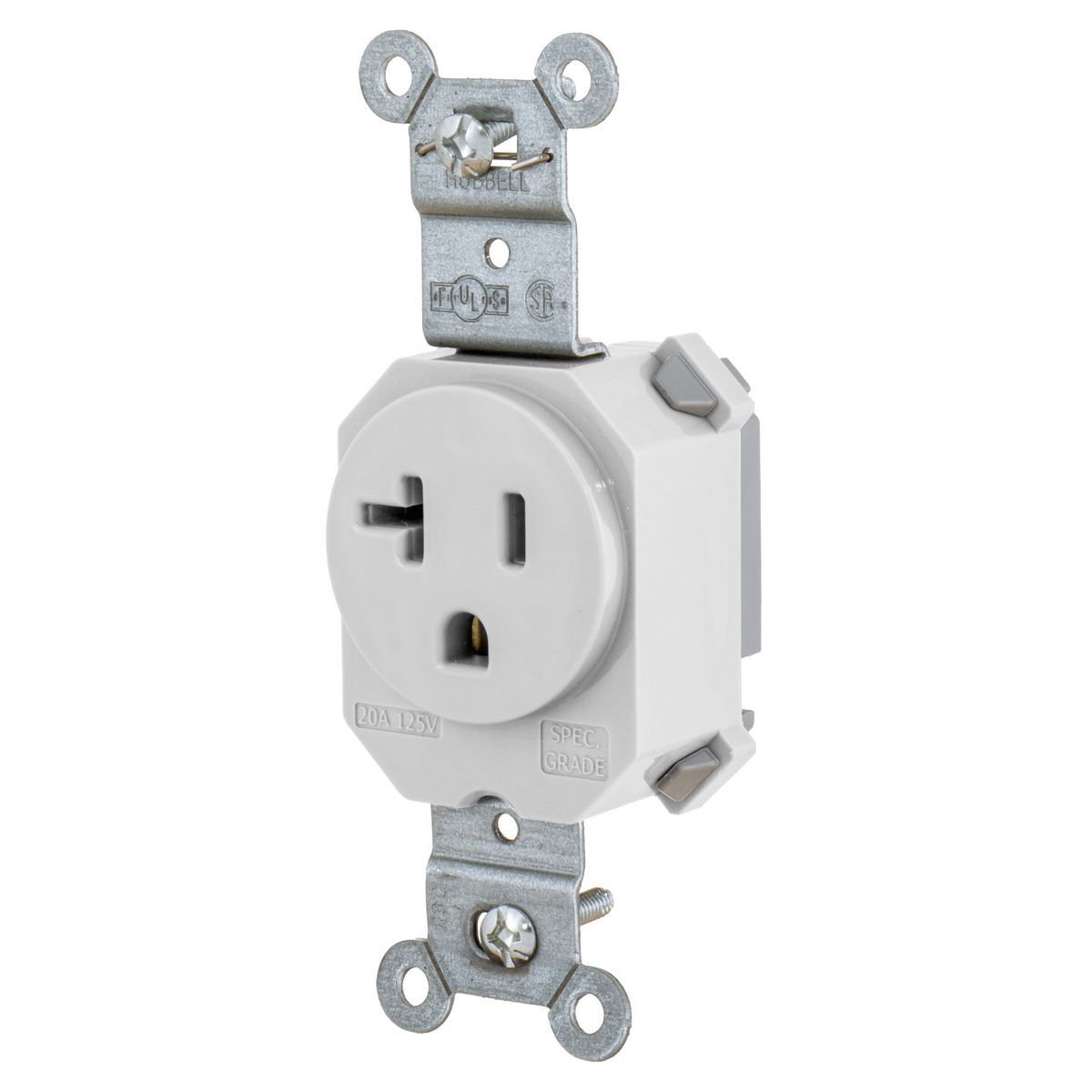 Straight Blade Devices, Receptacles, Simplex, SNAPConnect, Hospital Grade, 15A 125V, 2-Pole 3-Wire Grounding, 5-15R, White