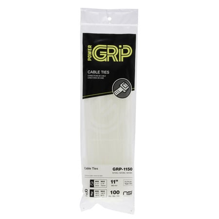 PowerGRP Cable Tie Natural 11" 50lb (100PK)