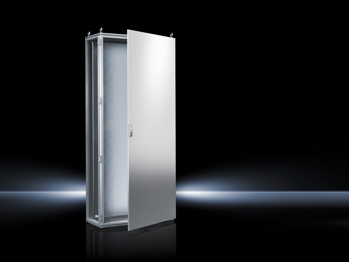 TS Bayed enclosure system, WHD: 800x2000x500 mm, carbon steel, with mounting plate, single door at the front