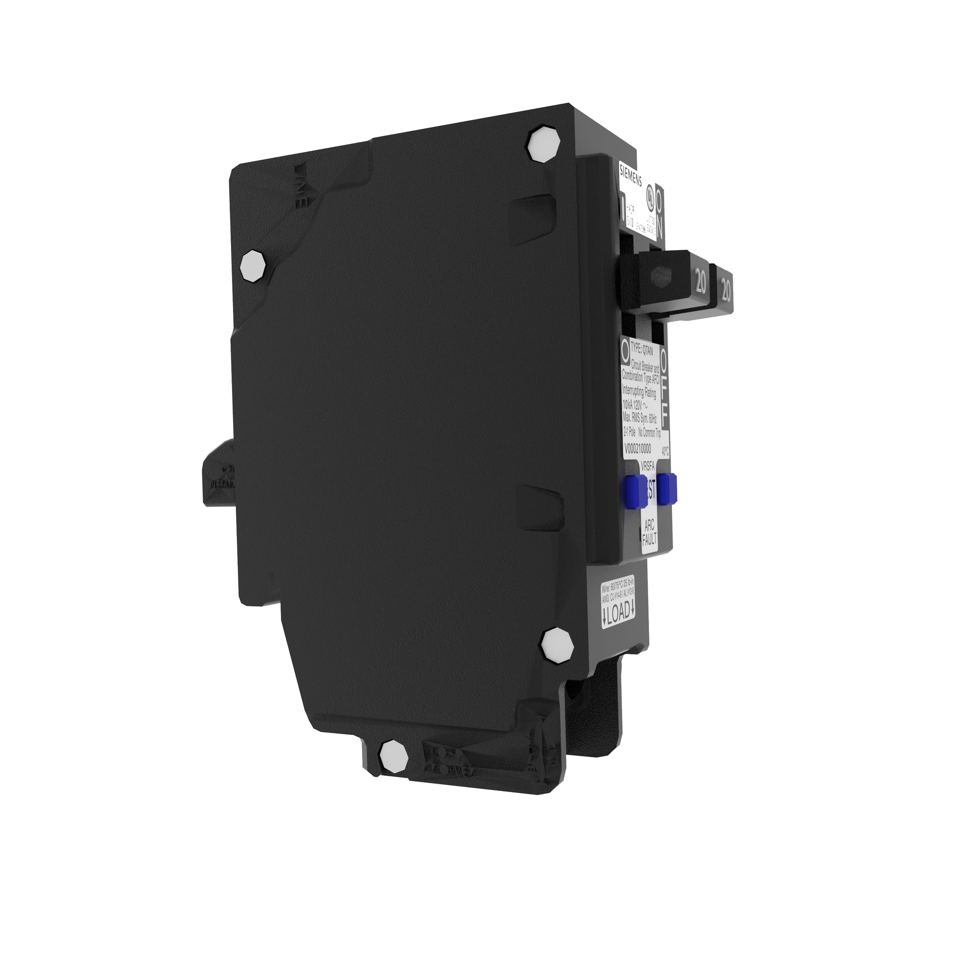 LOW VOLTAGE TWIN (TANDEM) PLUG-IN CIRCUIT BREAKER. 20/20A (10kA 120V) COMBINATION TYPE ARC-FAULT TYPE QTAN BREAKER.