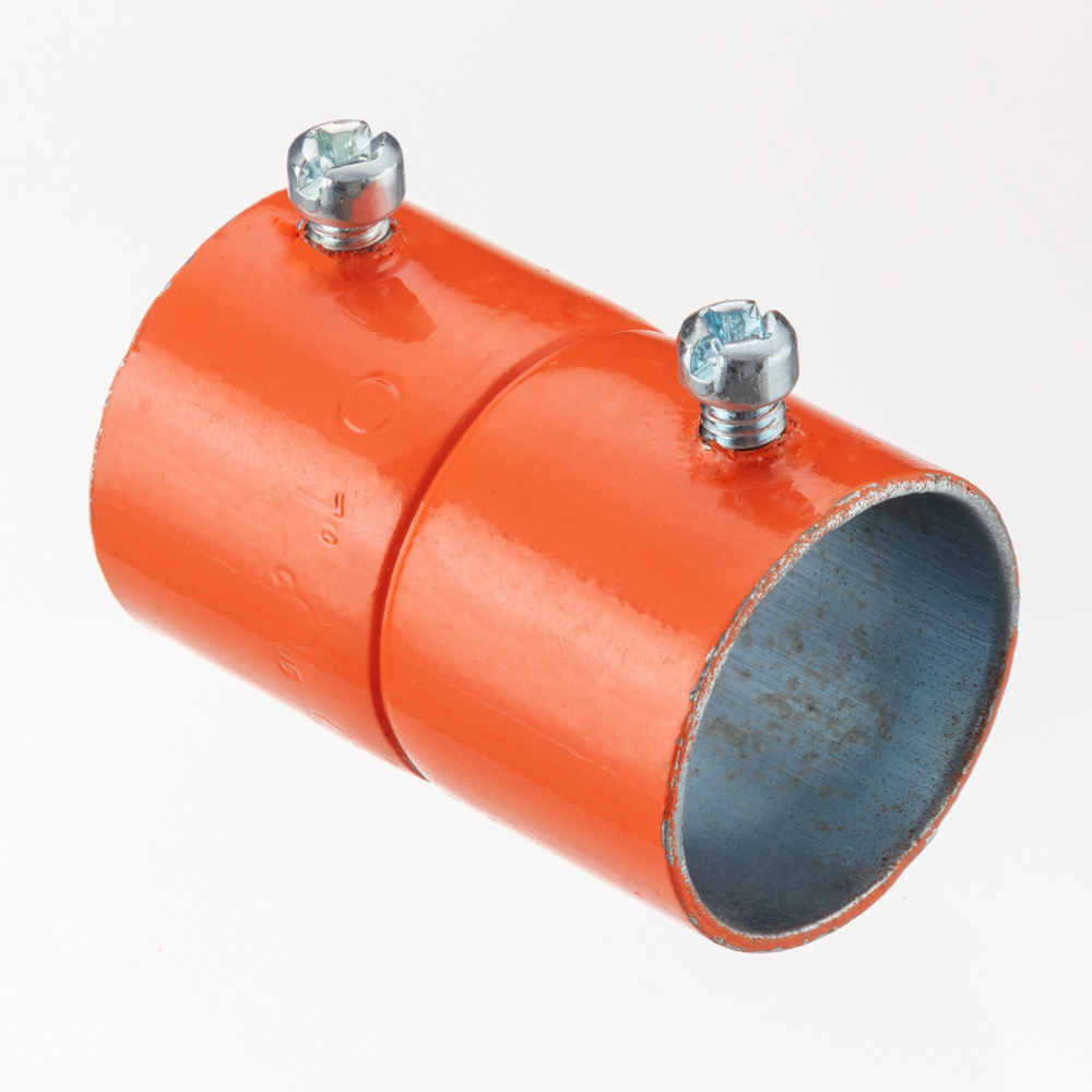 EMT Couplings, Color-Coded, Steel, Orange, Size 1-1/4"