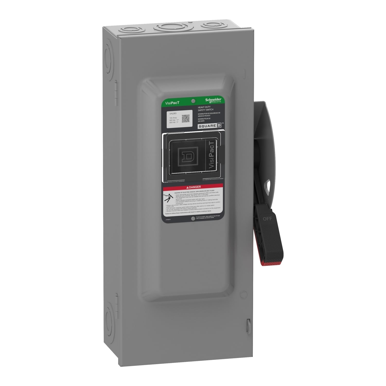 Safety switch, VisiPacT, heavy duty, unfused, viewing window, NEMA 1, 600V, 100A, 3 pole