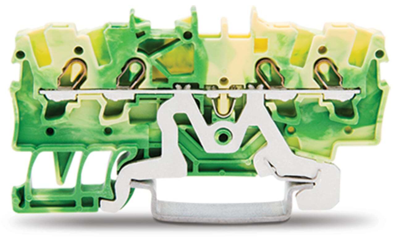 4-conductor ground terminal block; 1.5 mm; suitable for Ex e II applications; side and center marking; for DIN-rail 35 x 15 and 35 x 7.5; Push-in CAGE CLAMP; 1,50 mm; green-yellow