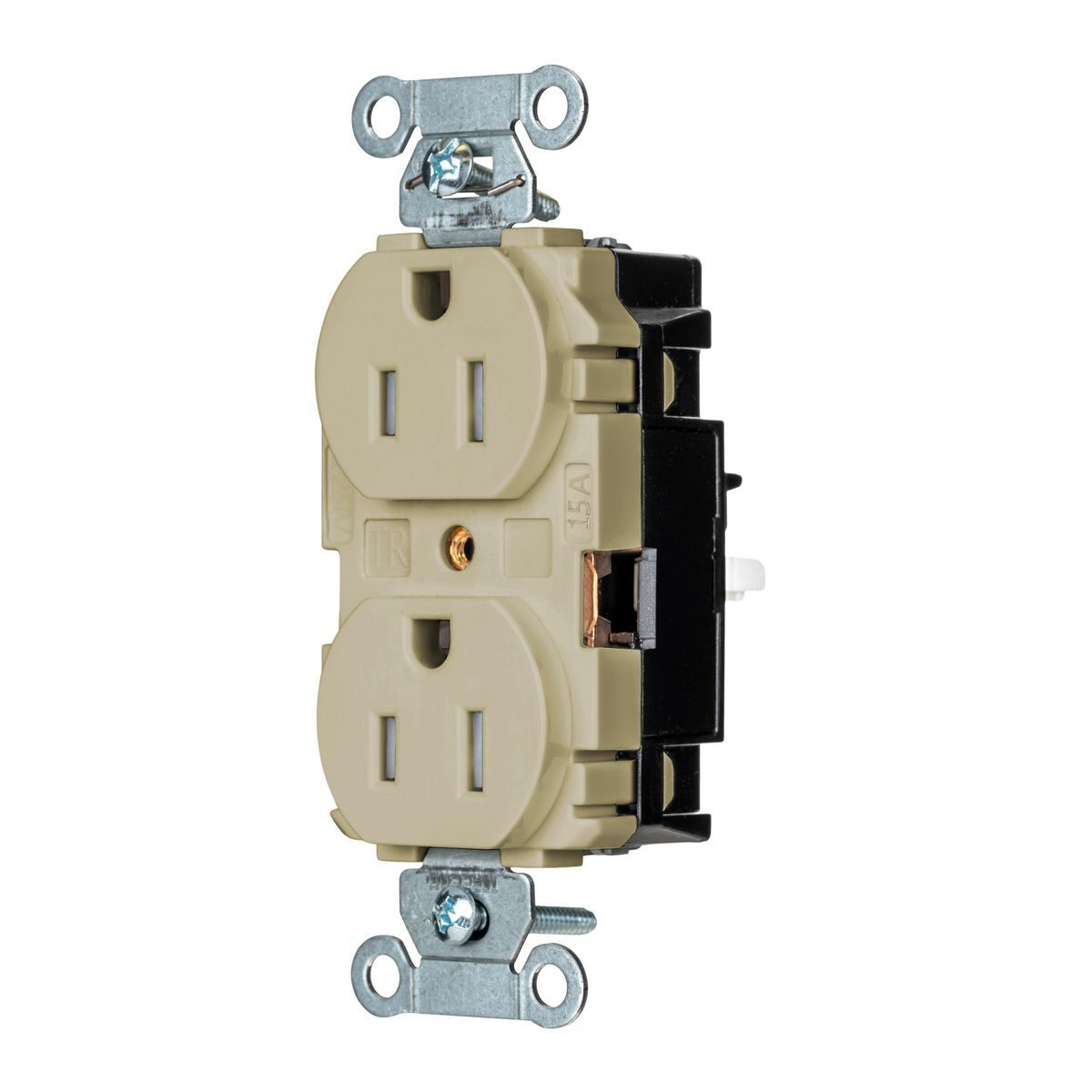 Straight Blade Devices, EdgeConnect, Duplex Receptacle, Commercial Grade, Tamper Resistant, 2-Pole 3-Wire, 15A 125V, 5-15R, Screwless Terminal, Ivory