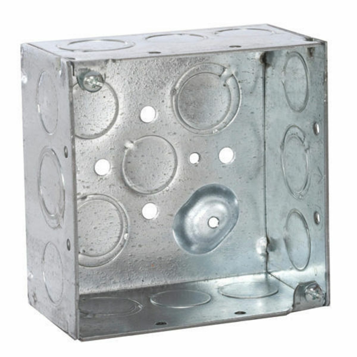 4 in. Square Boxes, 2-1/8 in. Deep - Welded with Elevated Conduit KO's,600V, Elevated Side Knockouts, Raised Ground