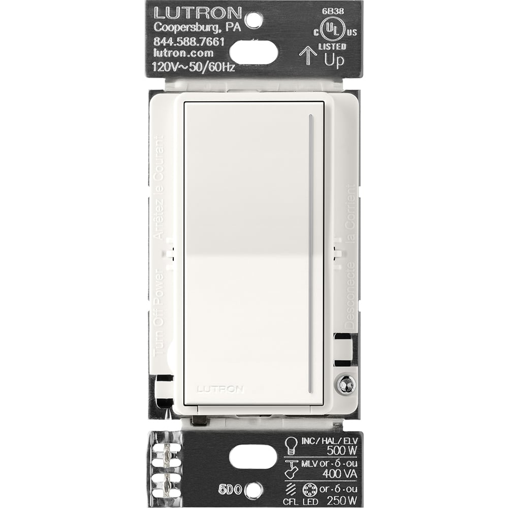 RadioRA 3 Sunnata RF 250 W (LED/CFL) or 500 W Incandescent/Halogen/ELV or 400 VA MLV Phase Selectable Dimmer, 120 V, 50/60 Hz, 0.5 W, brilliant white