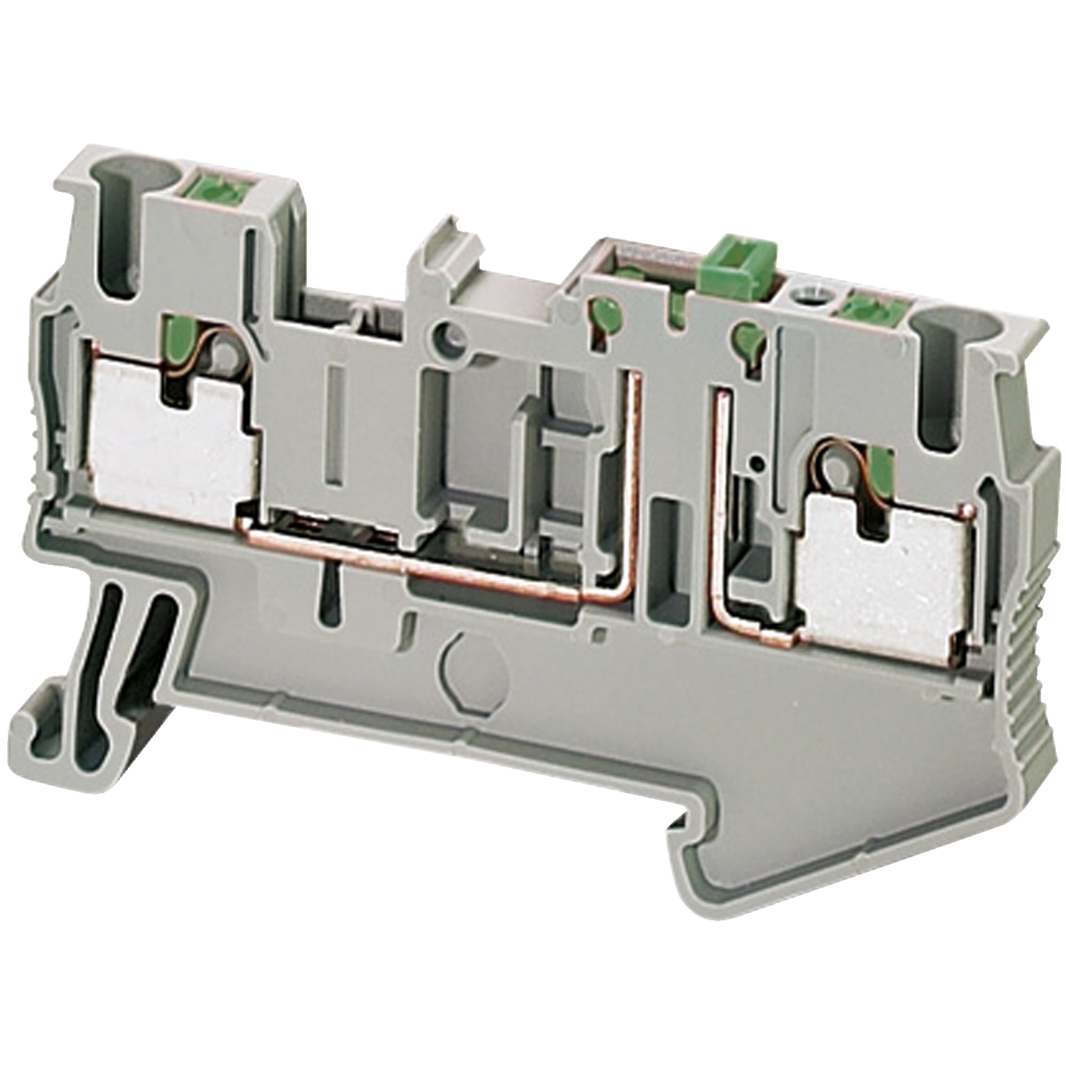 Terminal block, Linergy TR, grey, 2.5mm, push-in type, knife disconnect, 2 points, set of 50