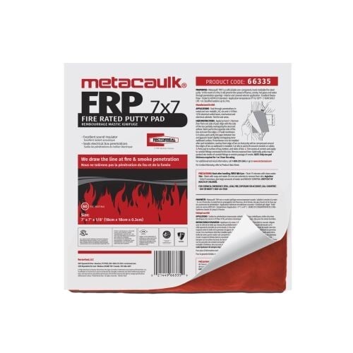 Metacaulk 7 x 7 x 1/8 Inch Fire Rated Putty Pad, Red