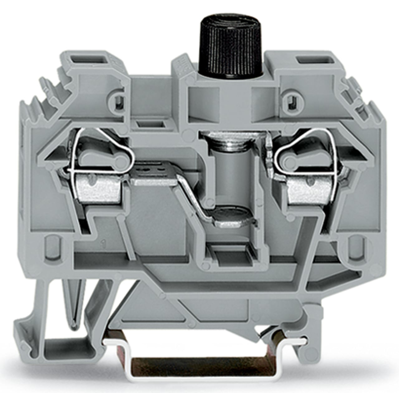 2-conductor fuse terminal block; for 5 x 20 mm miniature metric fuse; without blown fuse indication; for DIN-rail 35 x 15 and 35 x 7.5; 6 mm; CAGE CLAMP; 6,00 mm; gray