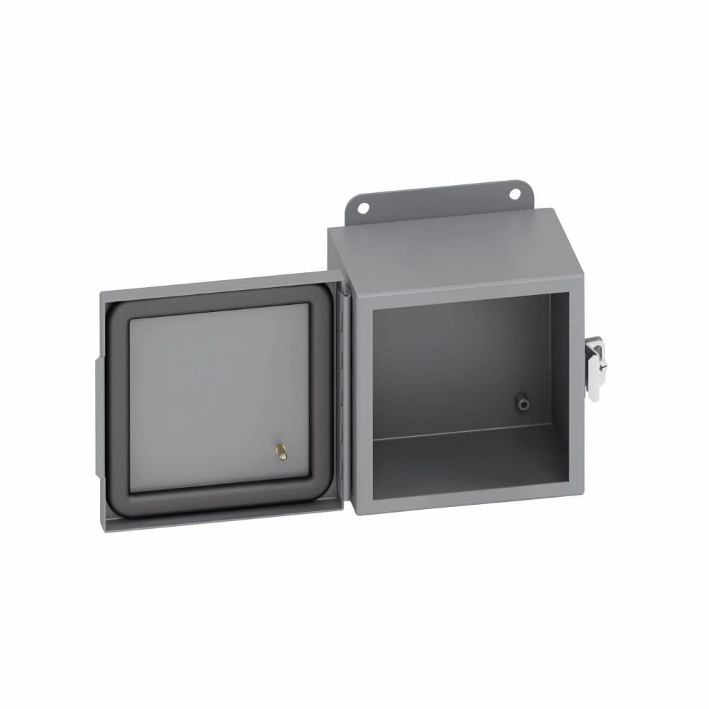 Eaton B-Line series JIC panel enclosure, 12" height, 5" length, 10" width, NEMA 4, Hinged cover, 4CHC enclosure, Wall mount, Small single door, External mounting feet, Carbon steel, Seamless poured in-place gasket