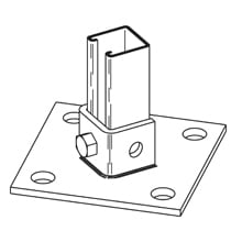 Eaton B-Line series post base, 1.62" H x 6" L x 6" W, Steel, DURA GREEN, Square post base, centered offset