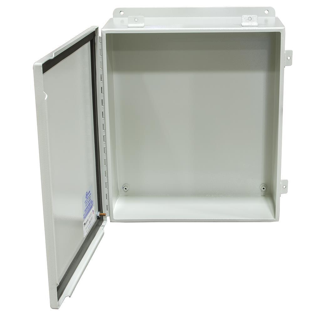 12x6x12 Hinge Cover Type 4X UL Listed 304 Stainless Steel No Knockouts No Paint Continuous Hinge Clamps and Screws Gasket in Door Mounting Feet Back Panel Weld Studs