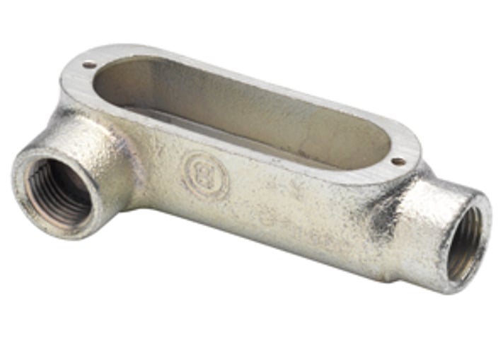 Rigid and IMC Conduit Body, Type LR, Malleable Iron, Size 3-1/2 Inch