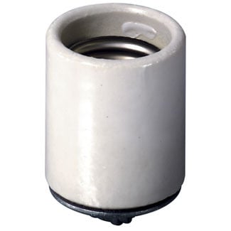 Medium Base, One-Piece, Keyless, Incandescent, Glazed Porcelain Lampholder, With Cap, Pipe Mount, Single Circuit, Back Wired, - White