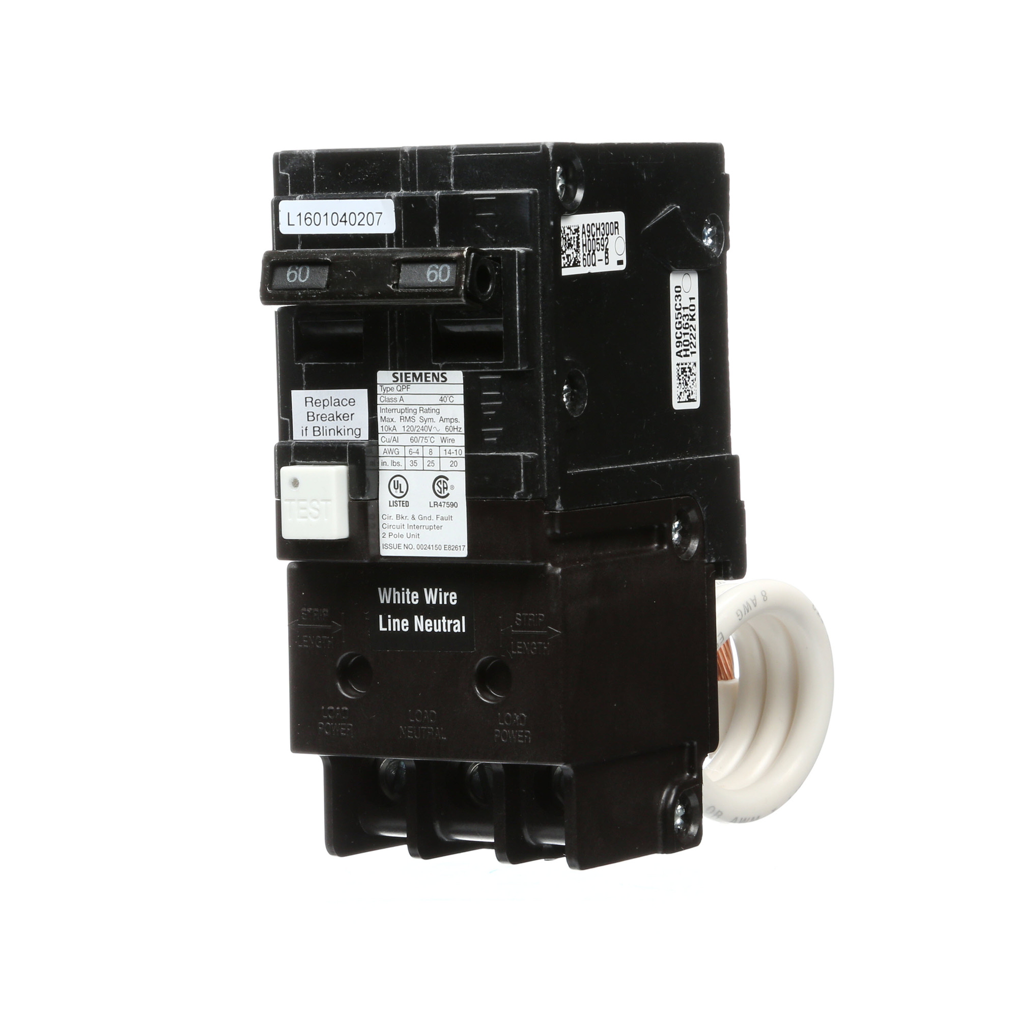 BRKR 60A 2P 120/240V 10K QPFB GFCI 5MA