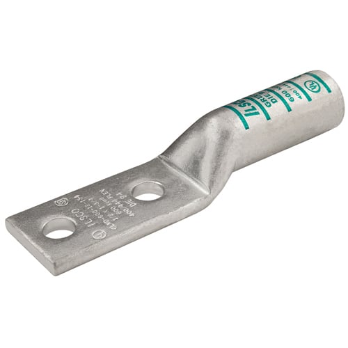 Surecrimp Copper Compression Lug, Conductor Size 600, 2 Holes, 1/2in Bolt Size, 1-3/4in Hole Spacing, Long Barrel, No Sight Window, Tin Plated, UL, CSA