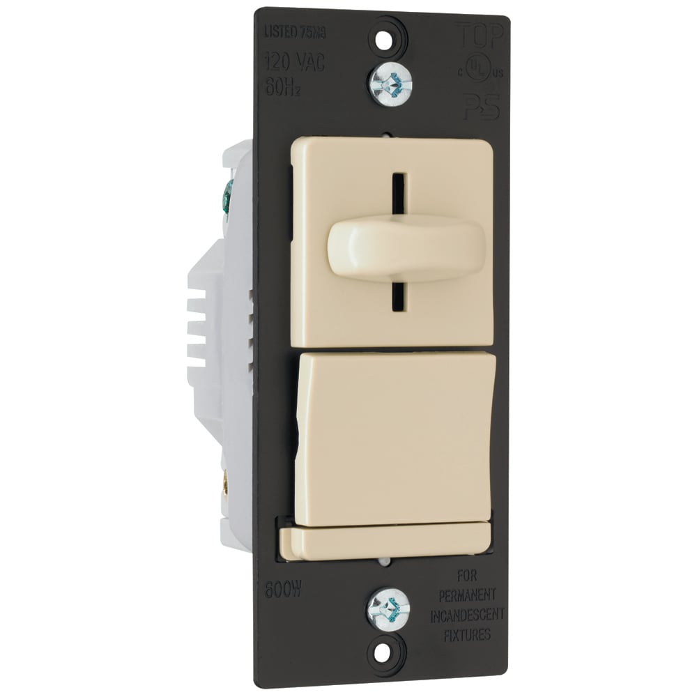 Incandescent Slide Dimmer, Preset 3way 600w, Ivory