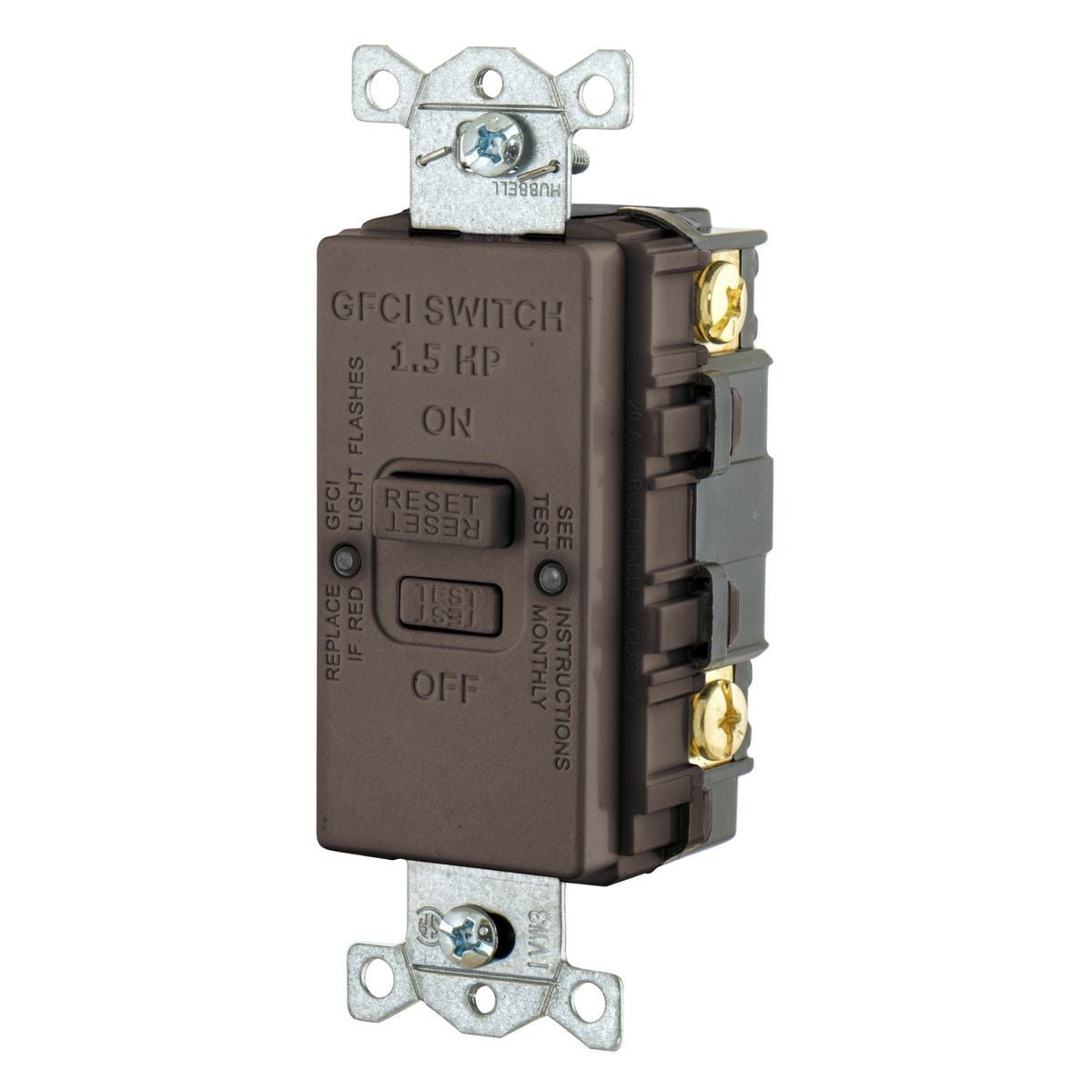 Power Protection Products, GFCI,Receptacle, Blank Face, 20A 125V, HP Rated, Brown