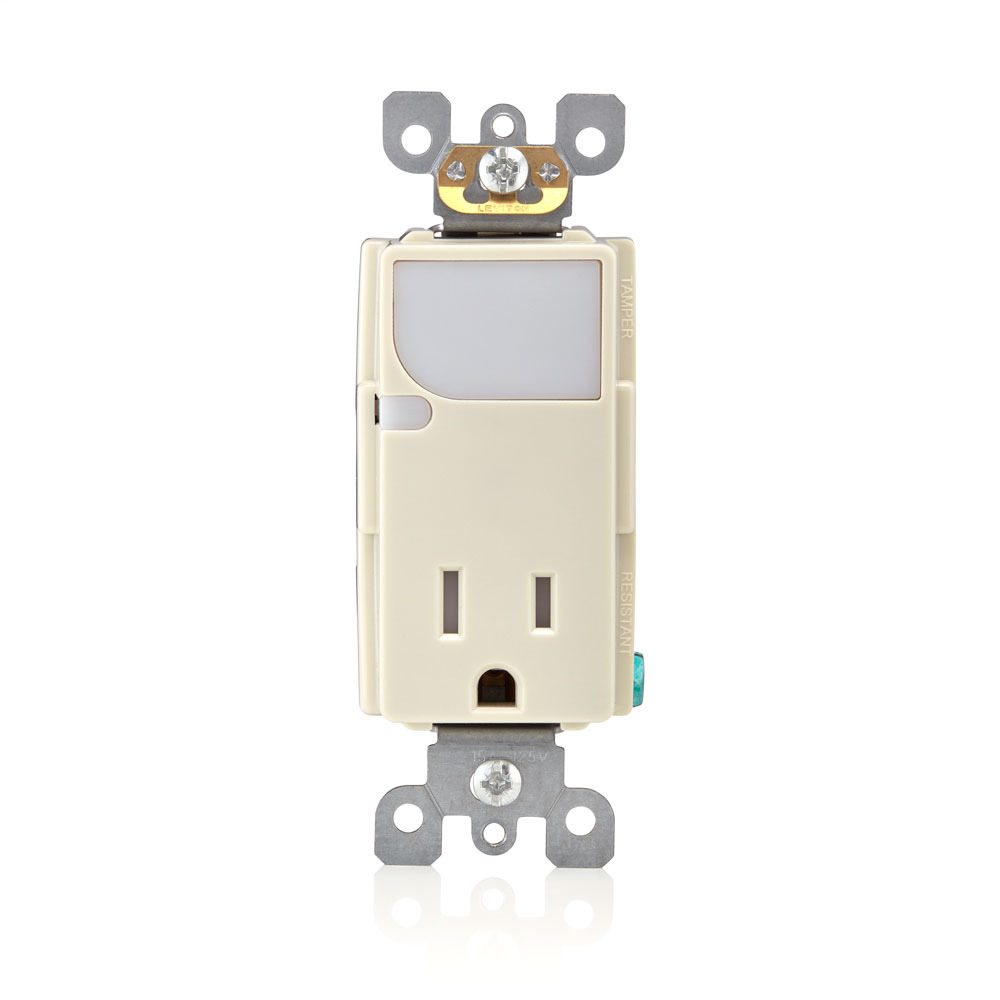T6525-T Decora Tamper-Resistant Combination Receptacle, 15 A at 125 V AC, 60 Hz, 1 Poles