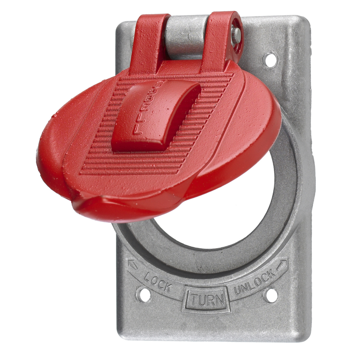 Cast aluminum, wet locations only when cover 'closed' and damp locations, red finish.