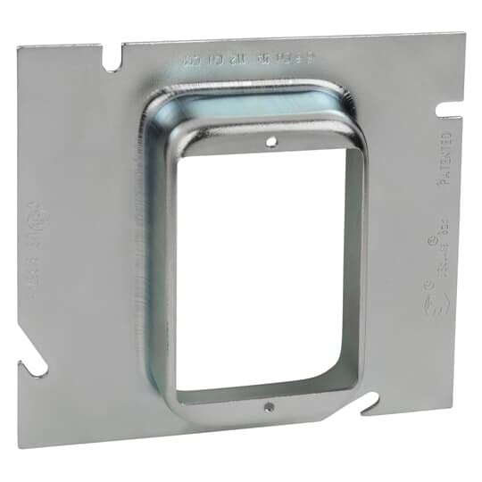 Single Gang Device Extension Ring, 6.8 Cubic Inches, 5 Inches Square x 1 Inch Raised, Pre-Galvanized Steel