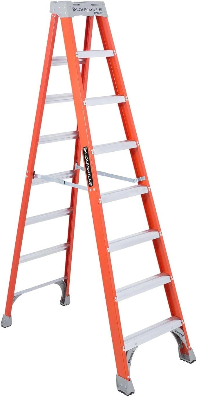 8-Foot Fiberglass Step Ladder, 300-Pound Load Capacity, Type IA